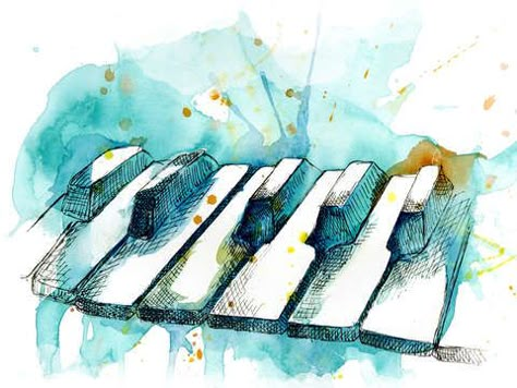 Check out 'Watercolor Piano' by Jonathan Meyer on TurningArt Teal Art Print, Instruments Art, Not Musik, Piano Art, Teal Art, Music Drawings, Music Painting, Soyut Sanat Tabloları, Piano Keyboard