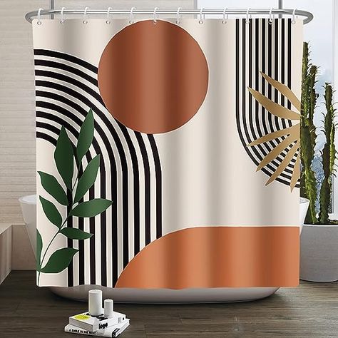 Mid Century Shower Curtain, Retro Shower Curtain, Minimalist Showers, Extra Long Shower Curtain, Long Shower Curtains, Geometric Shower Curtain, Bathroom Shower Curtain Sets, Plastic Shower Curtain, Abstract Shower Curtain