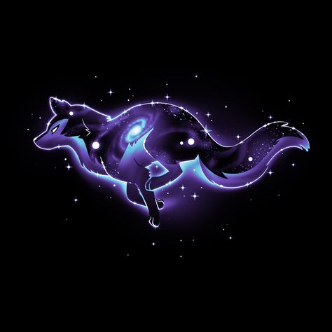 Design By TeeTurtle Dark Wolf, Galaxy Wolf, Fox Artwork, Mythical Creatures Fantasy, Spirit Animal Art, Dark Artwork, Warrior Cats Art, Spirited Art, In The Stars