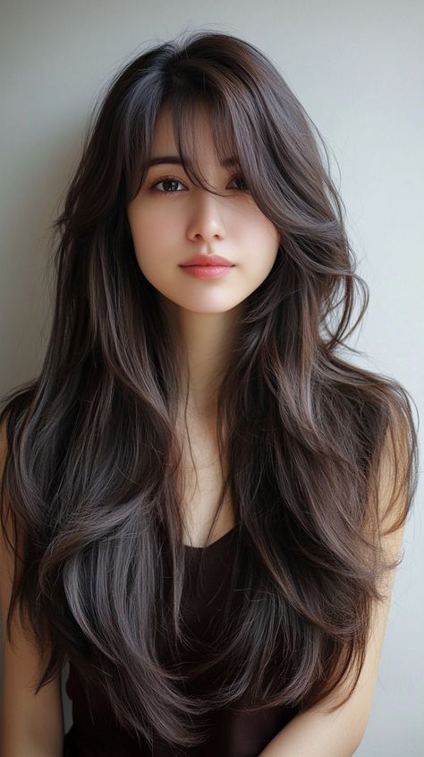 🌸 Flaunt the Refined Long Hair Soft Layers Curtain Bangs Layered Haircuts for Long Hair | Remark... Haircut Layers Long Bangs, Long Soft Layered Haircuts, Soft Layer Haircut For Long Hair, Asian Curtain Bangs Layers, Soft Layered Haircut Long Hair, Korean Haircut Long Layered Hair Straight, Soft Layer Long Hair, Long Hair Layers Asian, Long Steps Haircut