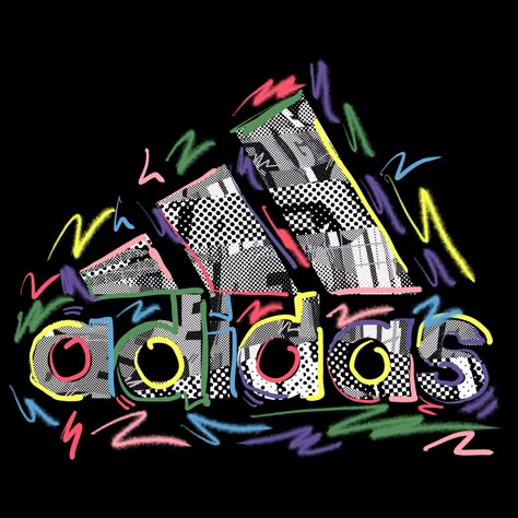 Adidas Print Design, Adidas Logo Art Design, Adidas Illustration, Energetic Aesthetic, Adidas Logo Art, Disney Silhouette Art, Adidas Art, Nike Art, Adidas Casual