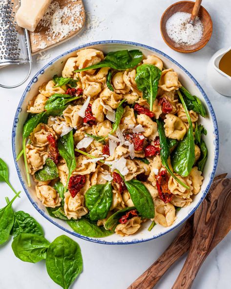 Cheese Tortellini Salad Recipe (Easy and Versatile) | The Kitchn Cheese Tortellini Salad, Easy Spinach Recipes, Tuscan Tortellini, Salad With Spinach, Lunch Club, Pasta Salad With Tortellini, Make Ahead Salads, Tortellini Pasta, Tortellini Salad