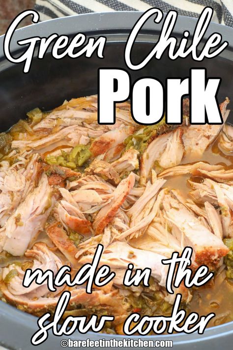 Pork Shoulder Roast Crock Pot, Pulled Pork Crock Pot, Crockpot Pork Shoulder, Green Chile Pork, Pulled Pork Crock, Pork Roast Crock Pot Recipes, Green Chili Pork, Crockpot Pork Roast, Crockpot Pork Tenderloin