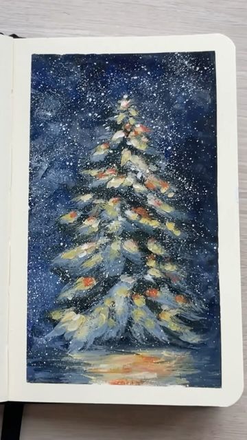 Nurzhan gouache artist on Instagram: "Dreamy Christmas Tree painting Day 5 of painting everyday challenge until I complete my sketchbook. #dailypaintingchallenge #paintingeveryday #christmastreepainting" Gouache Christmas, Christmas Tree Painting, Daily Painting, Tree Painting, Sketch Book, Christmas Tree, Christmas, Instagram, Art