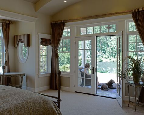 Bedroom Master Suite Addition Plans Design, Pictures, Remodel, Decor and Ideas - page 27 Master Suite Addition Plans, Bedroom Addition Ideas, Bedroom With French Doors, Addition Plans, Master Suite Remodel, Master Suite Addition, Traditional Bedroom Design, Guest Bedroom Remodel, Transom Window