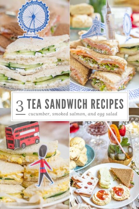 Smoked Salmon Tea Sandwiches, Salmon Tea Sandwiches, Sandwiches Afternoon Tea, Tea Party Sandwiches Recipes, Cucumber Tea, British Tea Party, Cucumber Tea Sandwiches, Tea Sandwich, Tea Party Sandwiches