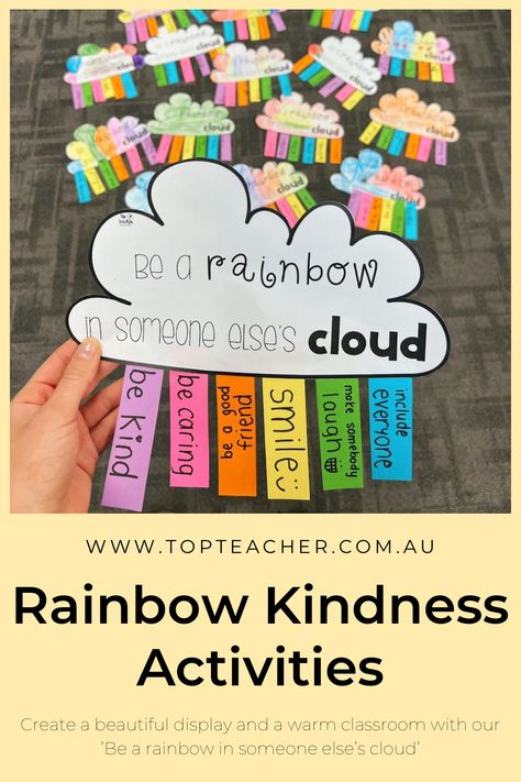 Kindness Cloud Craft, Kindness Literacy Activities, Spreading Kindness Activities, Kindness Rainbow Craft, Kindness Week Poster Ideas, Class Kindness Challenge, Mindfulness Club Activities, World Kindness Day Ideas For Kindergarten, World Kindness Day Activities For Toddlers