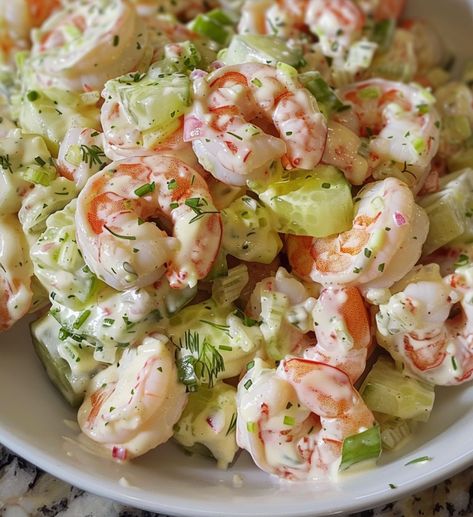 Introduction:Creamy Cucumber Shrimp Salad is a delightful, light dish perfect for summer days, picnics, or as a refreshing side. Combining the crispness of Yay Recipes, Cucumber Shrimp, Caviar Recipes, Shrimp Salad Recipes, Creamy Cucumber Salad, Creamy Cucumbers, Mince Recipes, Refreshing Food, Healthy Lunches