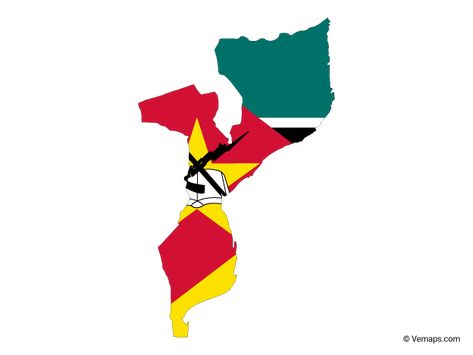 Flag Map of Mozambique | Free Vector Maps Mozambique Map, Mozambique Flag, Outline Format, African Flag, Geography Map, Map Outline, County Map, World Geography, Alternate History