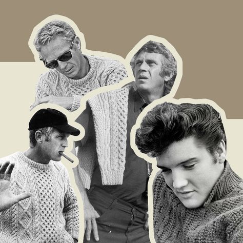 Understanding the stitches of your fisherman sweater - Notorious-mag Fisherman Sweater Outfit, Styling Fisherman Sweater, Steve Mcqueen Sweater, Fishermans Sweater, Fishermen Sweater, Fisherman Outfit, Vintage Fisherman Sweater, Irish Moss Stitch, Trinity Stitch