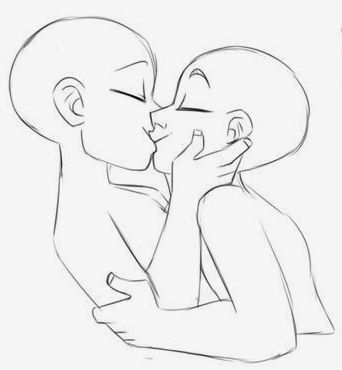 Cute Kisses Drawing, People Kissing Drawing Template, 2 People Kissing Drawing Base, Art Base Couple Kiss, Drawing Templates Kissing, Oc Kissing Base, Simple Kissing Drawing, 3 Person Body Base, People Kissing Drawing Base