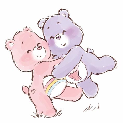 Care Bears Baby (@carebearsbaby) • Instagram photos and videos Care Bears Hugging, Hugging Aesthetic, Bears Hugging, Desenho Tom E Jerry, Care Bears Vintage, Cheer Bear, Bear Drawing, Bear Theme, 수채화 그림