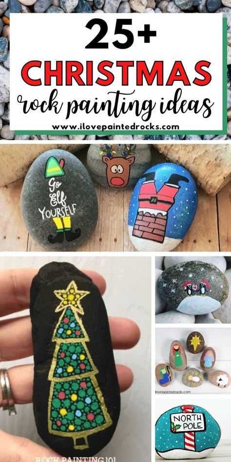 Rock Painting Christmas Ideas, Santa Painted Rocks, Christmas Stone Painting Ideas, Rock Painting Ideas Christmas, Christmas Rock Painting Ideas Easy, Christmas Painting Ideas Easy, Painted Christmas Rocks, Christmas Rock Art, Rock Painting Christmas