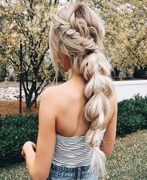 44 Coolest Wedding Bubble Braids - Weddingomania Traveling Hairstyles, Awesome Hairstyles, Luxury Hair Extensions, Fishtail Braid, Long Blonde, Luxury Hair, Easy Hairstyles For Long Hair, Braids For Long Hair, Formal Hairstyles