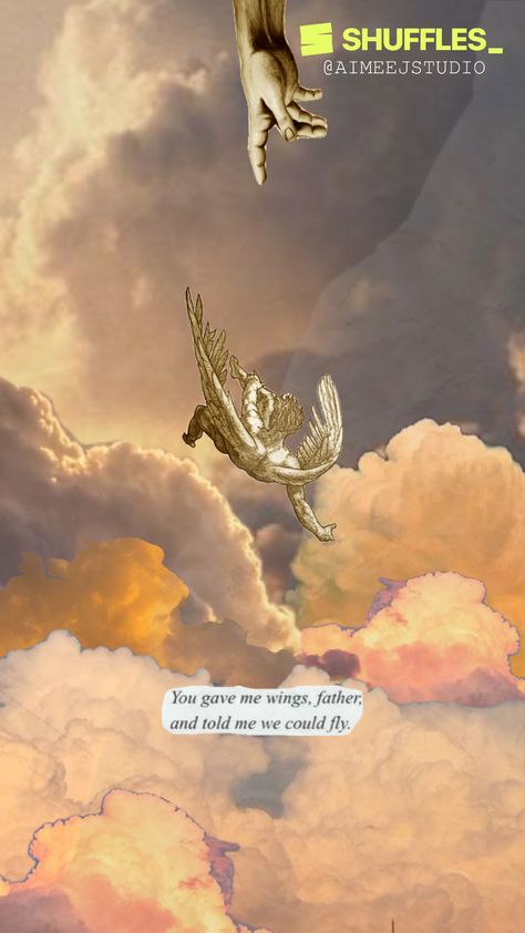 Created by aimeejstudio on Shuffles Icarus Wallpaper, Icarus And The Sun, Icarus Aesthetic, Big Bang Theory Funny, Wallpaper Vibes, Closer To The Sun, Vibes Art, Ancient Beauty, Harry Potter Wallpaper