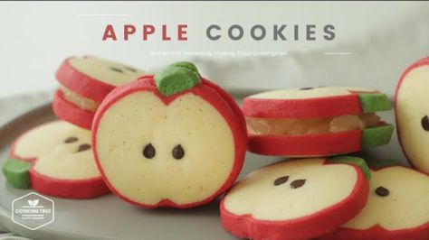 This photo is from the YouTube channel Cooking Tree:) Apple Cookies Recipes, Cooking Tree, Icebox Cookies, Fruit Cookies, Apple Cookies, Cute Baking, Cute Desserts, Cookies Recipe, Sweet Snacks