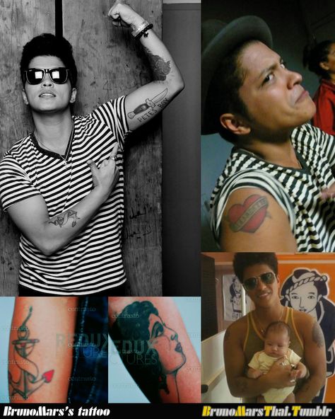 bruno mars tattoos Bruno Mars Tattoo, Tattoo Left Arm, Mars Tattoo, The Last Witch Hunter, Space Odyssey, Horror Music, Grown Man, Bruno Mars, Tattoos With Meaning