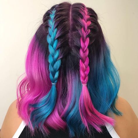 Directions Hair Dye, Best Ombre Hair, Split Dyed Hair, Hair Color Underneath, Rainbow Hair Color, Cute Hair Colors, Colored Hair Extensions, Hair Dyes, Beautiful Hair Color