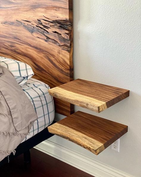 "Transform Your Bedroom with These Bedside Wall Storage Tips"  Make the most of your **small studio apartment** with functional bedside wall storage. A must-have for any **dream apartment** with a **warm home aesthetic**! #BedroomDesign #HomeDécor Bedside Shelves Floating, Floating Shelves Side Of Bed, Rustic Floating Bedside Table, Shelf Nightstand Ideas, Bedside Floating Shelves, Floating Night Stand Ideas, Floating Bedside Table Ideas, Floating Side Tables Bedroom, Bedside Shelf Ideas