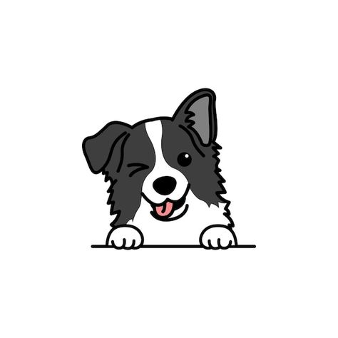 Dog Winking, Easy Dog Drawing, Dog Drawing Tutorial, Cute Border Collie, Winking Eye, Cute Dog Cartoon, Cute Border, Cute Dog Drawing, Dog Animation