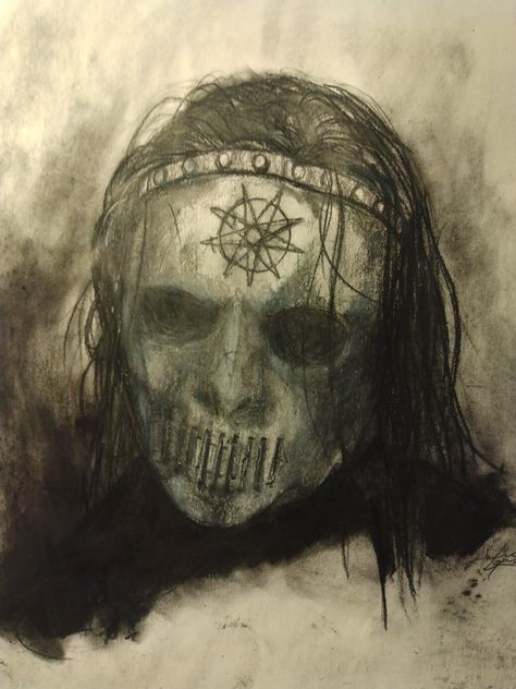 Grunge Portrait Drawing, Slipknot Sketch, Slipknot Painting, Drummer Drawing, Slipknot Drawings, Band Prints, Grunge Portrait, Jay Weinberg, Grunge Quotes