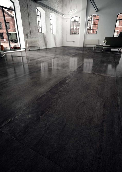 Stoneworks Industrial Surfaces | DARK Natural 24×48 Scene 8 Basement Floor Paint, Floor Paint Ideas, Painting Basement Floors, Basement Floor Ideas, Salon Remodel, Basement Floors, Polished Concrete Floor, Stained Floors, Epoxy Floors