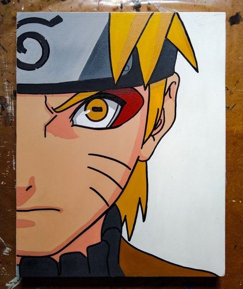 Anime Easy Canvas Painting, Naruto Drawings Ideas, Naruto Mini Canvas Painting, Naruto Abstract Art, Anime Small Canvas Painting, Small Anime Canvas Art, Simple Anime Painting On Canvas, Painting Anime Easy, Naruto Painting Ideas On Canvas Easy