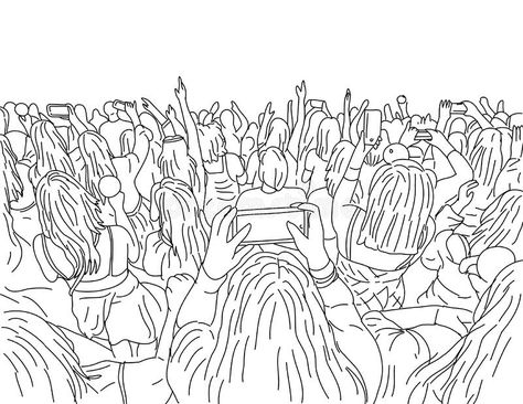 How To Draw A Crowd Of People, Concert Drawing Illustration, Crowd Sketch, Concert Drawing, Crowd Drawing, Doodle Art Posters, Character Design Sketches, Diy Sewing Clothes, Styled Stock