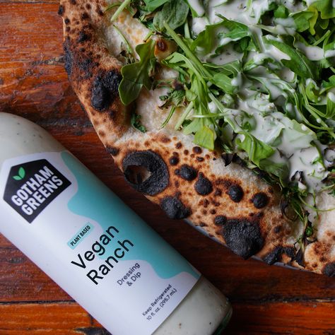 The New York City–based indoor-farming company Gotham Greens has launched a new vegan salad dressing line in collaboration with three acclaimed pizzerias to support local hunger relief efforts. Gotham Greens, Ranch Dressing Dip, Vegan Caesar Dressing, Dairy Free Salads, Vegan Ranch Dressing, Vegan Caesar, Vegan Salad Dressing, Indoor Farming, Vegan Dressing