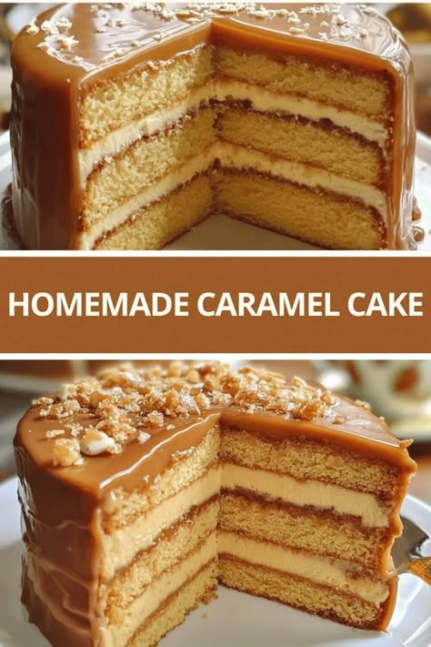 HOMEMADE CARAMEL CAKE Caramel Sponge Cake Recipes, Caramel Drizzle Cake, Old Fashion Caramel Cake, Homemade Cake Recipes From Scratch Birthdays, Top Cake Recipes, Easy Caramel Cake Recipe, Best Caramel Cake Recipe, Old Fashioned Caramel Cake, Caramel Cake Recipe From Scratch