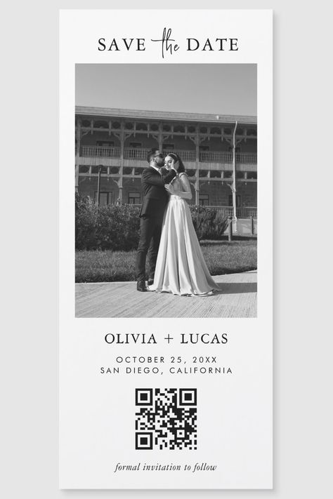 🏷️$3.77 📢Save 15% on Your Next Order 🎁 Modern Style with QR Code Photo Magnetic Wedding Save The Date 🔥 #minimal #simple #cute #chic #photo #qrcode #magneticsavethedate #photobooth #modern #blackandwhite Qr Code Photo, Wedding Magnets, Wedding Magnet, Formal Invitation, Style Photo, Wedding Save The Date, Wedding Saving, Qr Code, Fashion Photo