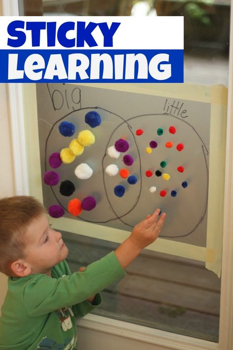 Sticky Learning Opposites Preschool, Toddler Math, Cognitive Activities, Creative Curriculum, Pom Pom Crafts, Learning Time, Toddler Learning Activities, Preschool Math, Preschool Fun