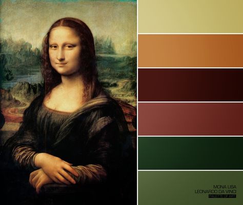 Creativity Design Art - Arte y diseño: Palette of Art Mona Lisa Color Palette, Famous Paintings Color Palette, Historic Color Palette, Cultural Aesthetic, Historic Paint Colours, Famous Artists Paintings, Historic Colours, Palette Art, Historical Painting