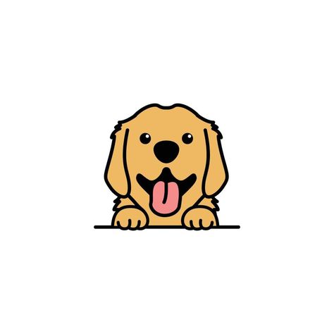 Golden Retriever Drawing Cartoon, Golden Retriever Smile, Retriever Drawing, Golden Retriever Cartoon, Smiling Drawing, Golden Retriever Illustration, Golden Retriever Drawing, Dog Face Drawing, Golden Retriever Art