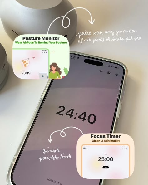 Aesthetic Timer App, Iphone Productivity Layout, Apps You Need, Pomodoro App, Cute Apps, Apps For School, App Recommendations, Study Timer, Beats Fit Pro