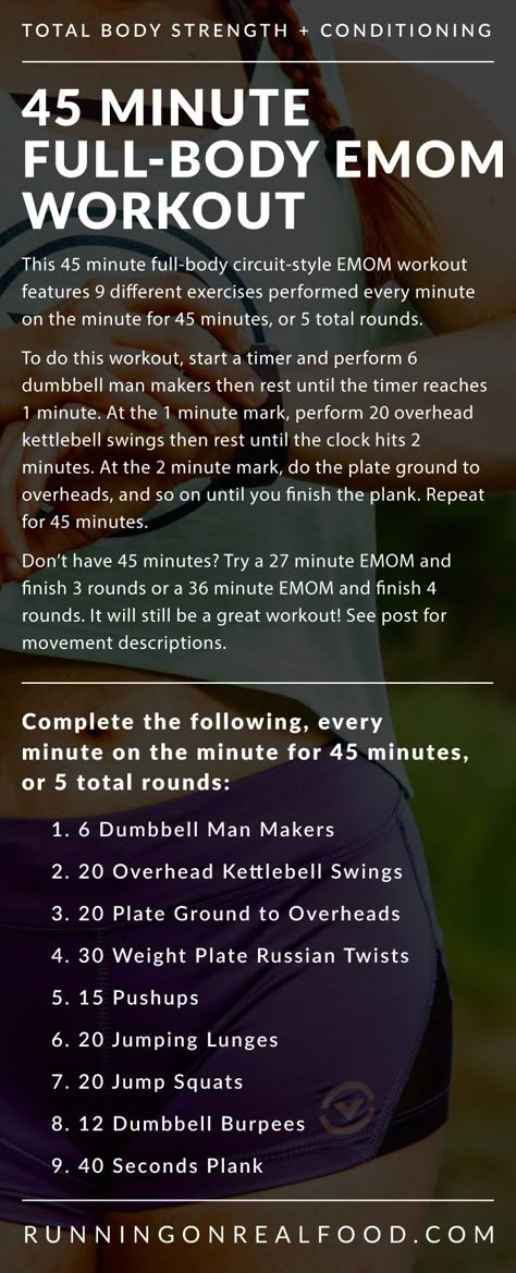 Try this fun and sweaty 45-minute EMOM circuit training workout for a full-body strength and conditioning workout. via @runonrealfood Fitness Training Workouts, Wods Crossfit, Emom Workout, Strength And Conditioning Workouts, Circuit Training Workouts, Strength Conditioning By Body Part, Full Body Circuit, Full Body Workouts, Conditioning Workouts