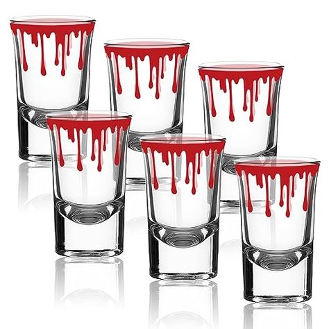 Whaline 6 Pack Halloween Shot Glasses Blood Splattered Drinking Glasses 1.7oz Horror Bloody Small Glass Shot Cups Halloween Party Cups for Bar Drinkware Supplies Halloween Party Decoration Shot Glasses Diy, Halloween Shot Glasses, Halloween Party Cups, Halloween Shots, Halloween Party Decoration, Horror Party, Shot Cups, Office Bar, Party Needs