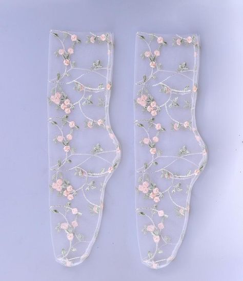 Rose Quartz HollyHocks Tulle Socks Crystal Dawn | Etsy Tulle Socks, Pretty Socks, Concert Wear, Flower Socks, Floral Socks, Rolled Up Jeans, Sock Outfits, Hot Lingerie, Lace Socks