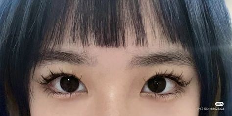 Douyin Makeup Eyelashes, Eyelashes Korean Style, Dolly Feline Eyes, Uzzlang Eyes, Korean Eyes Aesthetic, Asian Eye Aesthetic, Pretty Eye Shape, Korean Eye Drawing, Doll Eyes Aesthetic