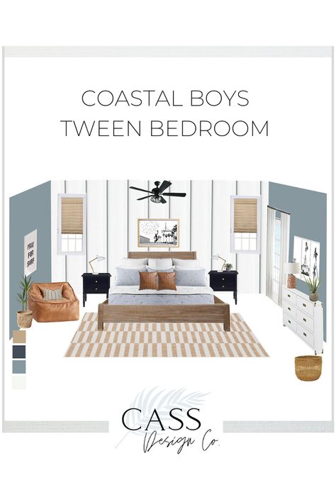 Industrial Coastal Bedroom, Mens Coastal Bedroom, Coastal Masculine Bedroom, Coastal Modern Paint Colors, Masculine Coastal Bedroom, Coastal Boys Bedroom, Boys Beach Bedroom, Boys Coastal Bedroom, Bedroom Ideas For Young Man