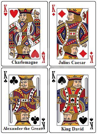 Each king in a deck of playing cards represents a great king from history. Spades - King David; Clubs - Alexander the Great; Hearts - Charlemagne; and Diamonds - Julius Caesar King Card Design, King Of Hearts Card, Union Jack Decor, Poker King, Cards Playing, King Card, King Diamond, King Design, Unique Name