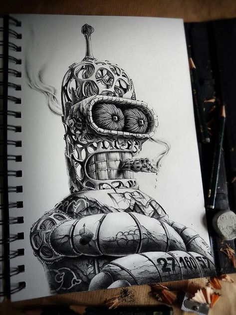 1653434_10151904638412274_901027677_n Pez Artwork, Really Cool Drawings, Homer Simpson, Graphite Drawings, Futurama, Sleeve Tattoo, French Artists, Pencil Drawing, Drawing Techniques