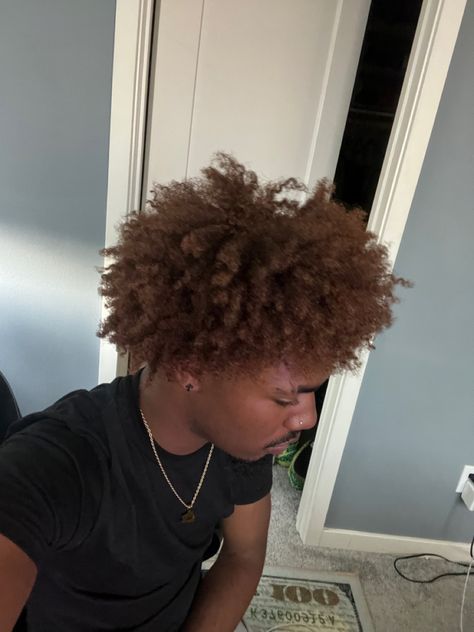 Ginger Afro Men, Ginger Hair Men Black, Brown Dyed Hair Men, Dyed Cornrows Men, Honey Brown Hair Men, Dyed Cornrows, Light Brown 4c Hair, Black Men With Brown Hair, Brown Hair Colors Men