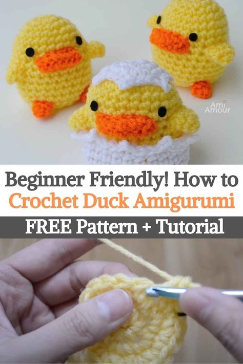 Duck Crochet Pattern, Duck Crochet, Crochet Duck, Easy Knitting Projects, Crochet Easter, Crochet Geek, Easter Crochet Patterns, Pola Amigurumi, Egg Shell