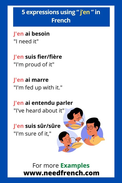 French is a rich and expressive language, known for its nuanced expressions and idiomatic phrases. One such versatile construction in French is the use of “j’en,” which combines the subject pronoun “je” (I) and the preposition “en” (of it, from it). Idiomatic Phrases, French Essentials, French Homework, French Prepositions, French Idioms, French Vocab, English Primary School, French Language Basics, Useful French Phrases