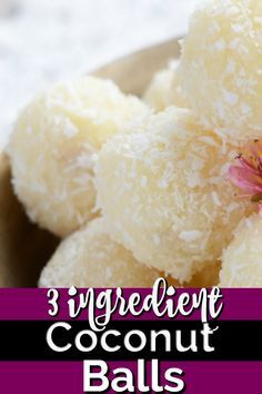 No Bake Coconut Balls Recipe, No Bake Coconut Balls, Coconut Cake Balls, Coconut Balls Recipe, Coconut Ice Recipe, 3 Ingredient Recipe, Healthy No Bake, Coconut Macaroons Recipe, Mini Dessert Recipes