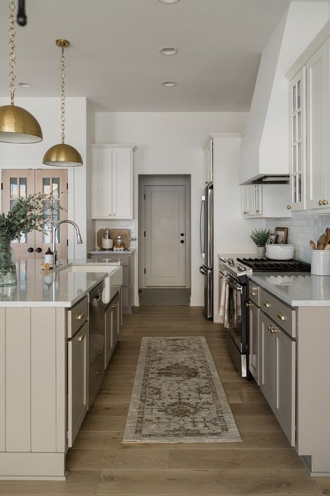 Taupe Flooring, James May Homes, Kitchen Cabinet Style, Cabinet Classic, Greige Kitchen, Taupe Kitchen, James May, Lake House Kitchen, Organic Elements