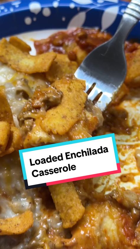 Enchilada Casserole With Fritos, Loaded Enchilada Casserole, Taco Casa Chilada Recipe, Chilada Recipe, Taquito Enchilada Casserole, Frozen Taquitos, Enchilada Pie, Chili Cheese Fritos, Recipes Tiktok