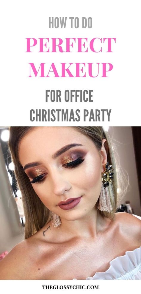 Christmas Party Makeup Over 40, Makeup Ideas For Christmas Party, Work Christmas Party Makeup, Holiday Party Hair And Makeup, Christmas Party Makeup Tutorial, Christmas Party Eye Makeup, Christmas Party Hair And Makeup, Hair Ideas For Christmas Party, Holiday Party Makeup Christmas