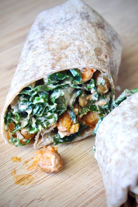 Buffalo Chickpea Kale Caesar Wraps | Plants in My Pants Buffalo Chickpeas, Vegan Buffalo Sauce, Caesar Wrap, Vegetarian Wraps, Buffalo Chickpea, Kale Caesar, Vegan Caesar, Kale Caesar Salad, Salad Wraps